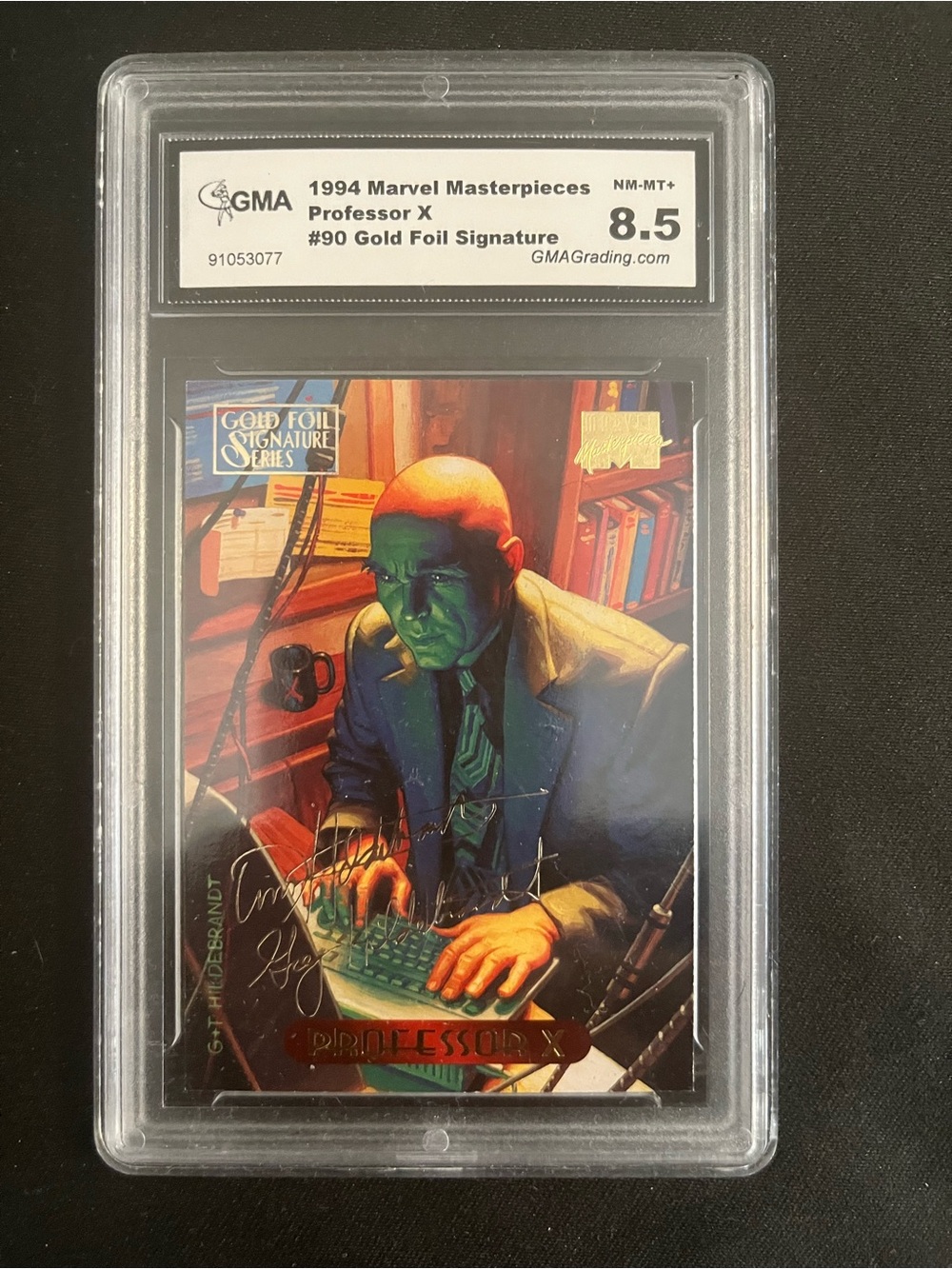 Marvel Professor X Gold Foil Card with Green and Blue Artwork
